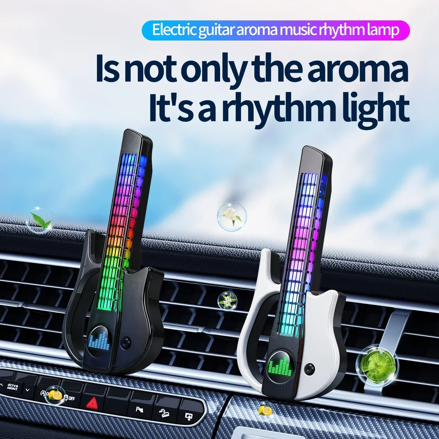 Car Ambient Light Sound Activated - โคมไฟ LED ที่เปลี่ยนสีตามจังหวะเพลงและเสียง, ไฟบรรยากาศที่ตอบสนองต่อเสียงสำหรับช่องลมในรถยนต์, แผงหน้าปัด และโทรศัพท์,