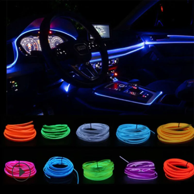 Car Interior Neon Light Usb - ไฟ LED ภายในรถพร้อมไฟนีออนยืดหยุ่นพร้อมยูเอสบีไดรฟ์1ม./2ม./3M/5ม. ไฟ LED สไตล์ร้อนแรง