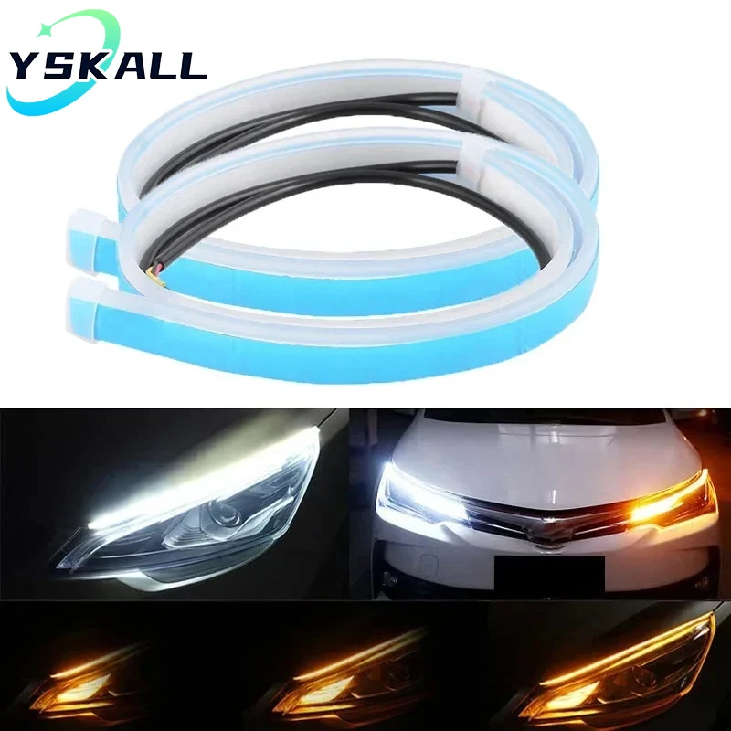 Car Led Strip 12V Waterproof - 1 คู่ 12V LED DRL รถไฟวิ่งกลางวันยืดหยุ่นกันน้ํา