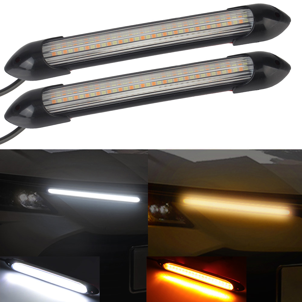 Car Led Strip 12V Waterproof - จัดแต่งทรงผมรถไฟเลี้ยวกันน้ําไฟหน้ารถ LED ไฟวิ่งกลางวัน DRL 2 ชิ้น/เซ็ตรถ