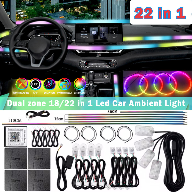 Car Ambient Lighting 64 Color - 18/22 ใน 1 อะคริลิคไฟ LED รถ
