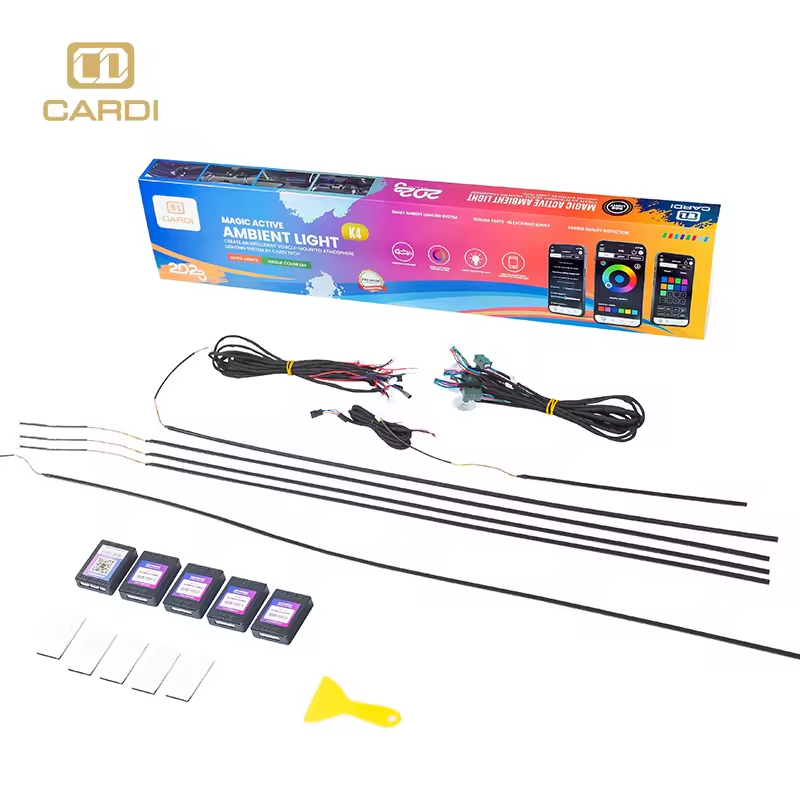Car Ambient Lighting 64 Color - K4 18 1 ไฟ LED นีออนสีเต็มรูปแบบสำหรับตกแต่งภายในรถยนต์