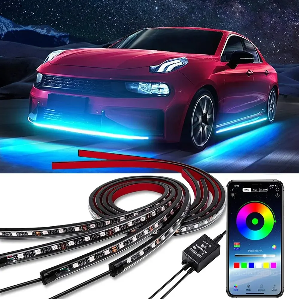 Car Led Strip 12V Waterproof - ไฟนีออน LED RGB สำหรับรถยนต์ ไฟใต้ท้องรถ ควบคุมด้วยรีโมท/แอปพลิเคชัน