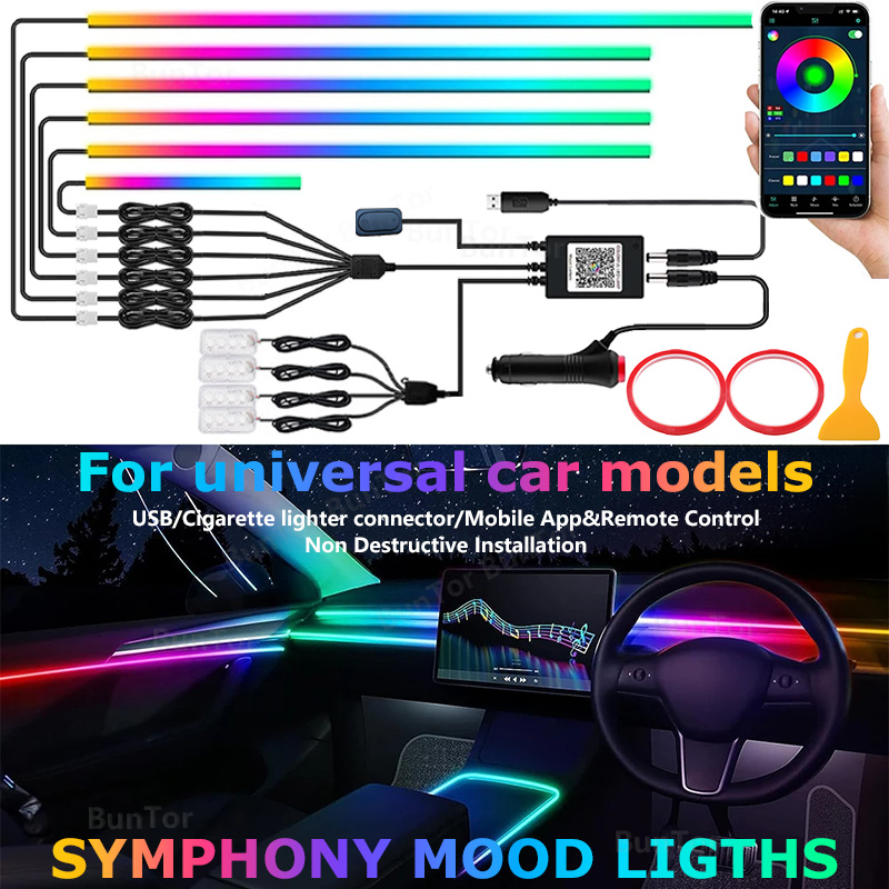 Car Ambient Lighting 64 Color - รถ Ambient Light/64 สีอะคริลิคหลอดไฟ LED แถบ/RGB