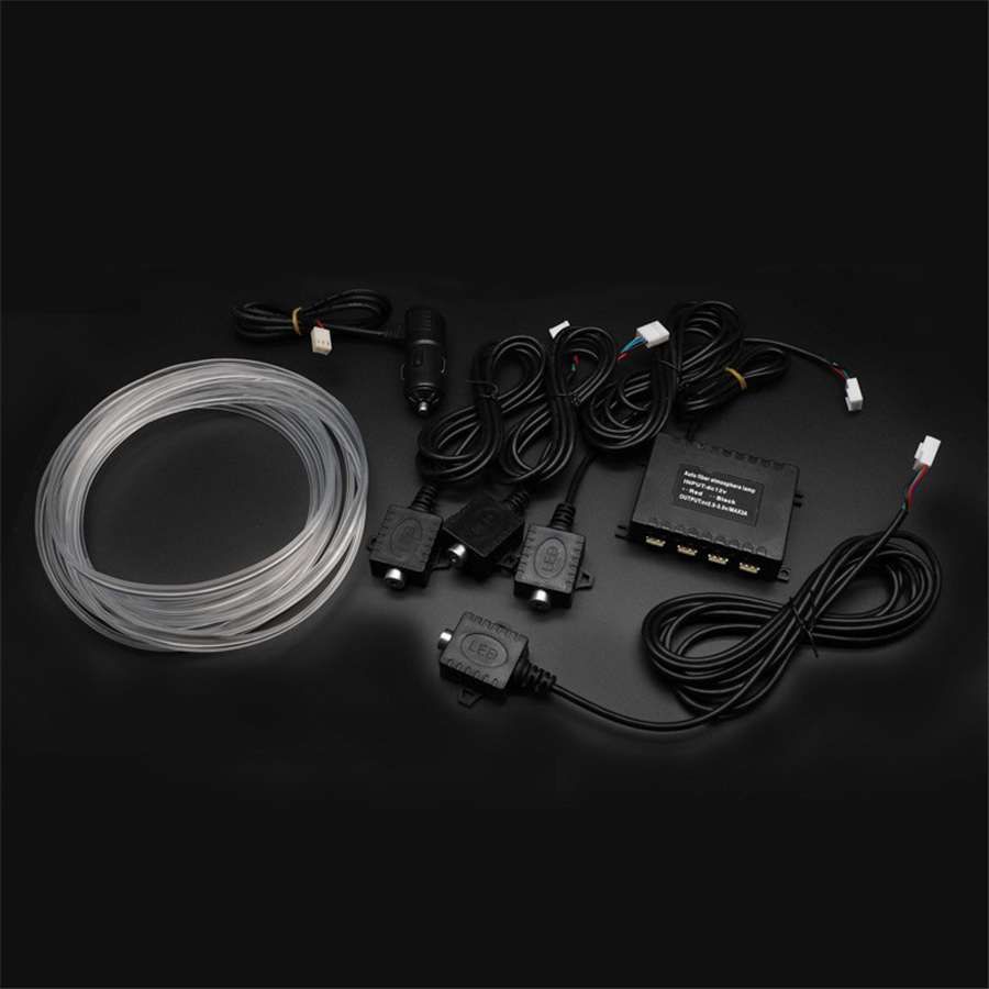 Car Dashboard Light Fiber Optic - 12V 4M RGB ไฟเบอร์ออปติกบรรยากาศโคมไฟรีโมทคอนโทรลภายในรถ Ambient Light