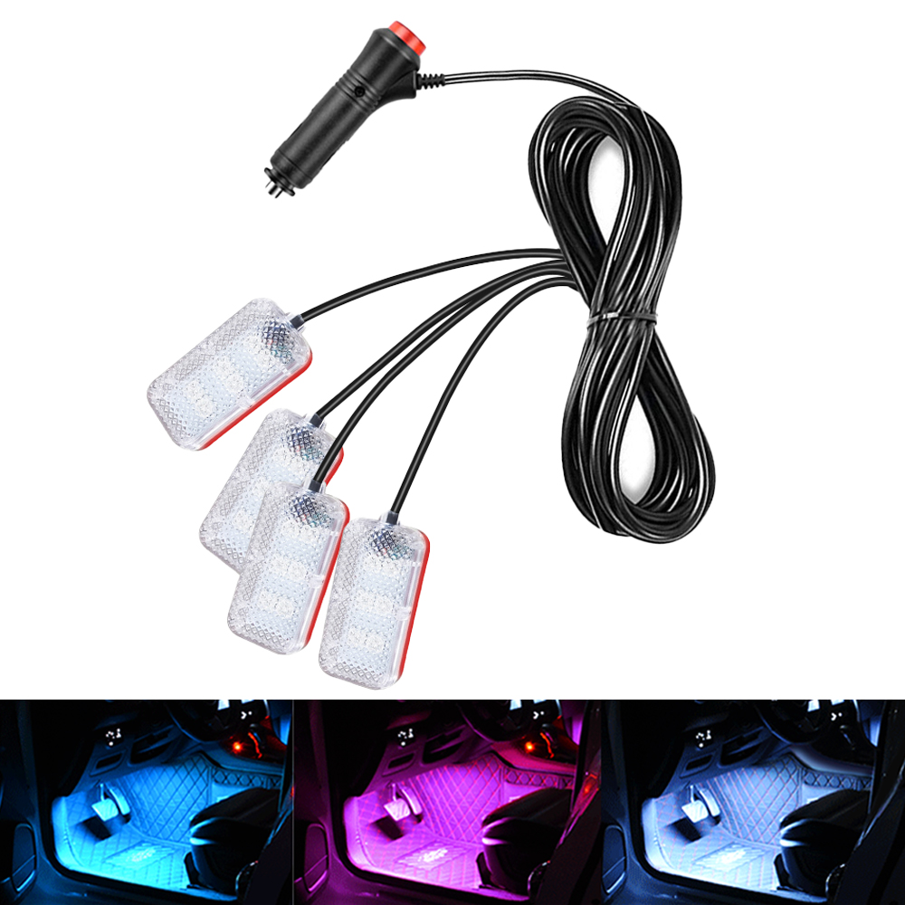 Car Interior Neon Light Usb - ไฟนีออน LED สำหรับรถยนต์ ไฟส่องเท้า ไฟตกแต่งภายใน ไฟส่องสว่างที่จุดบุหรี่