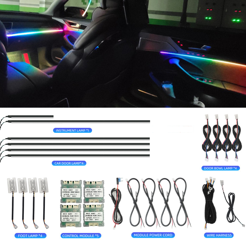 Car Dashboard Light Fiber Optic - ไฟตกแต่งภายในรถยนต์ LED 64 สี RGB Symphony