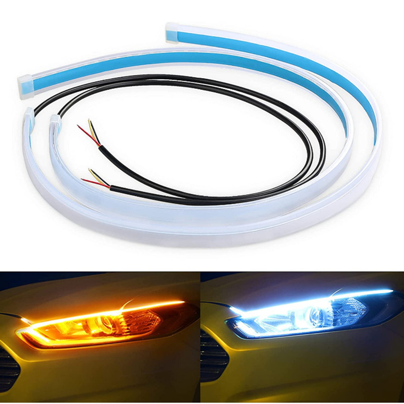 Car Led Strip 12V Waterproof - 2 PCS DRL รถ LED ไฟวิ่งกลางวันไฟเลี้ยวไฟหน้ากันน้ํา