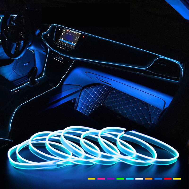 Car Interior Neon Light Usb - ไฟ LED ประดับภายในรถยนต์2m/3M/5M, แถบไฟนีออนสำหรับติดรถยนต์แบบมีความยืดหยุ่นในสภาพแวดล้อม DIY พร้อมโคมไฟในสภาพแวดล้อมแบบ