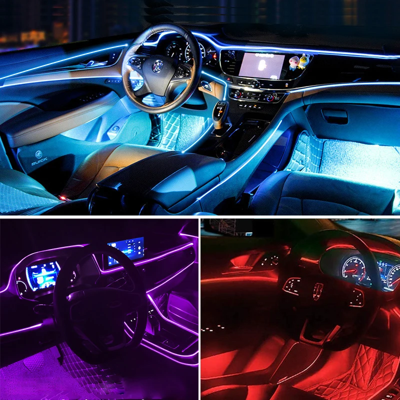 ไฟ LED ภายในรถพร้อมไฟนีออนยืดห - Car Interior Neon Light Usb บทวิจารณ์และราคา