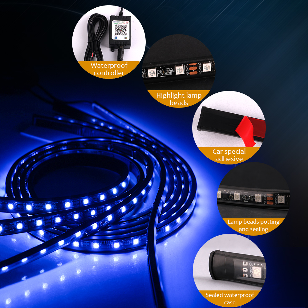 นีออน LED RGB ไฟด้านล่างของรถย - Car Led Strip 12V Waterproof บทวิจารณ์และราคา