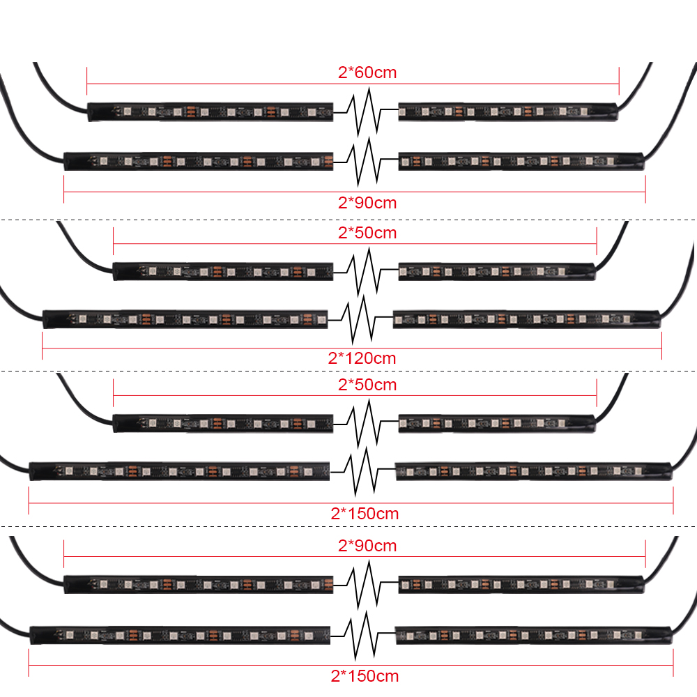 นีออน LED RGB ไฟด้านล่างของรถย - Car Led Strip 12V Waterproof บทวิจารณ์และราคา