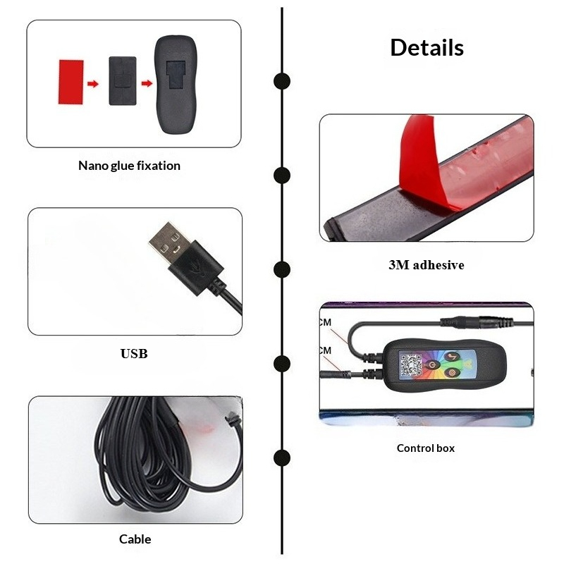 ไฟ LED RGB สำหรับตกแต่งภายในรถ - Car Ambient Light Sound Activated บทวิจารณ์และราคา
