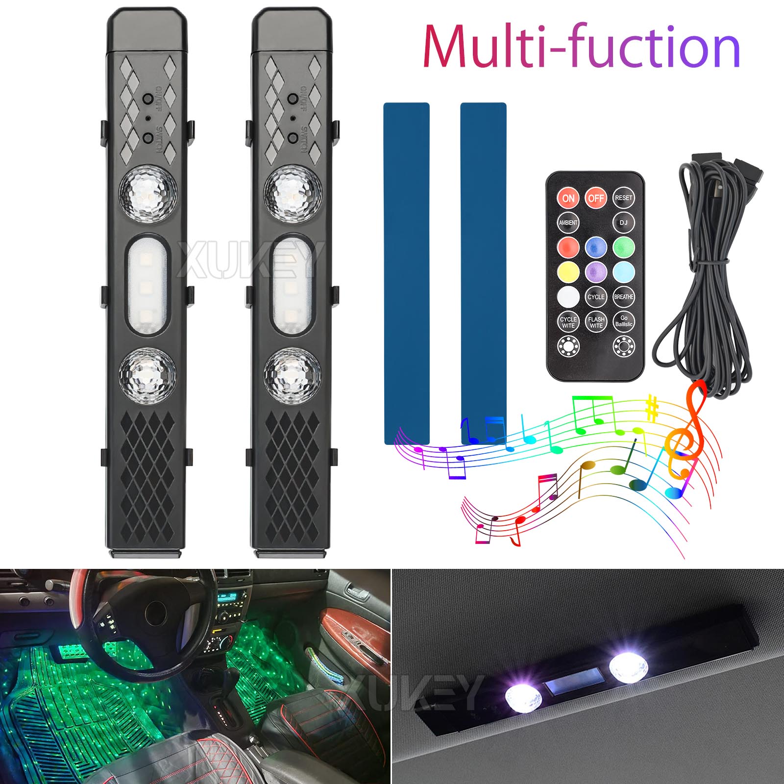 ชุดไฟเน้นเสียงนีออนแบบชาร์จไฟใ - Car Ambient Light Kit With Remote บทวิจารณ์และราคา