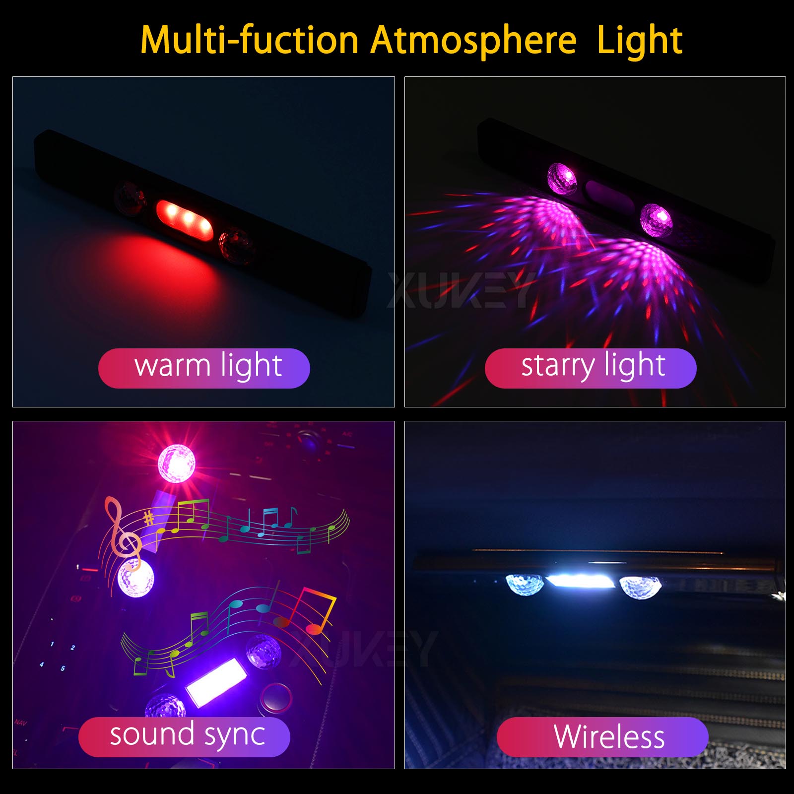 ชุดไฟเน้นเสียงนีออนแบบชาร์จไฟใ - Car Ambient Light Kit With Remote บทวิจารณ์และราคา
