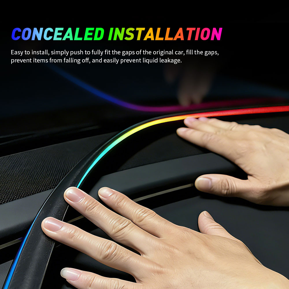 แถบซิลิโคนปิดขอบกระจกหน้ารถ 14 - Car Interior Led Strip App Control บทวิจารณ์และราคา