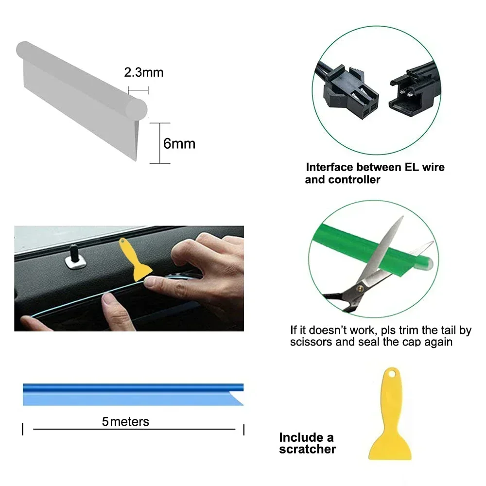 ไฟบรรยากาศภายในรถยนต์ 5V ไฟเย็ - Car Interior Neon Light Usb บทวิจารณ์และราคา