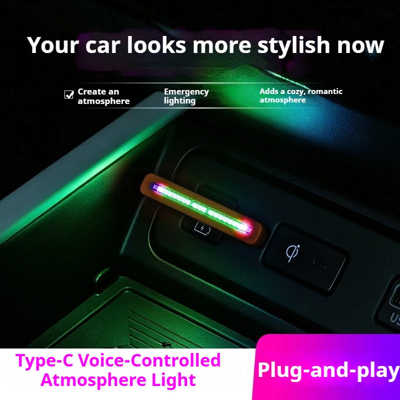 ไฟ LED บรรยากาศ RGB แบบ USB-C  - Car Ambient Light Sound Activated บทวิจารณ์และราคา