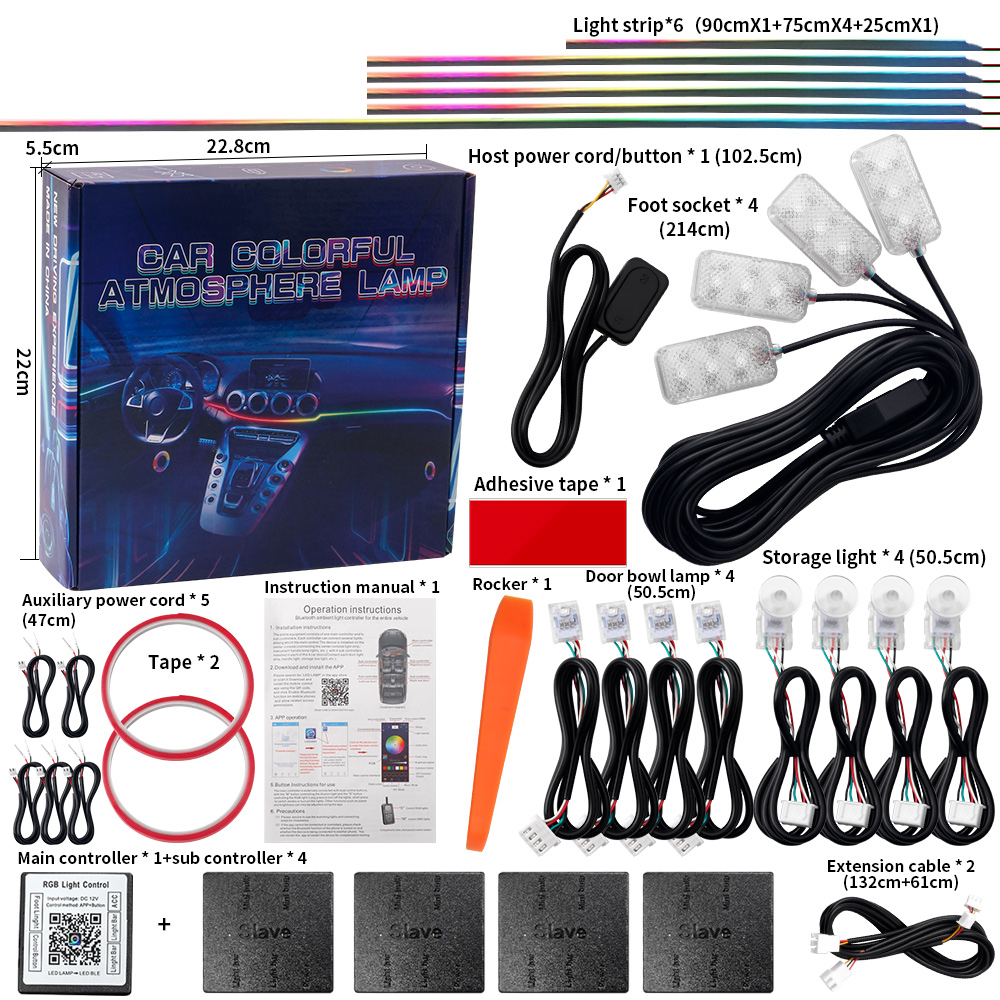 ไฟตกแต่งภายในรถยนต์ 6/10/14/18 - Car Ambient Lighting 18 In 1 บทวิจารณ์และราคา