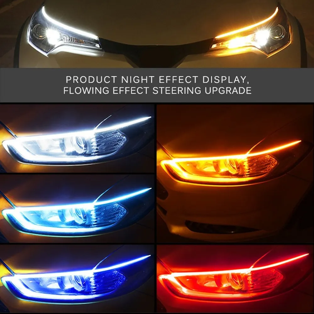 2 ชิ้นรถ DRL ยืดหยุ่นไฟหน้ากัน - Car Led Strip 12V Waterproof บทวิจารณ์และราคา