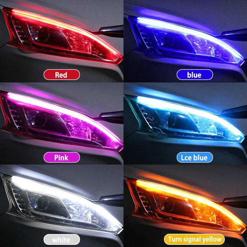 2 ชิ้นรถ DRL ยืดหยุ่นไฟหน้ากัน - Car Led Strip 12V Waterproof บทวิจารณ์และราคา