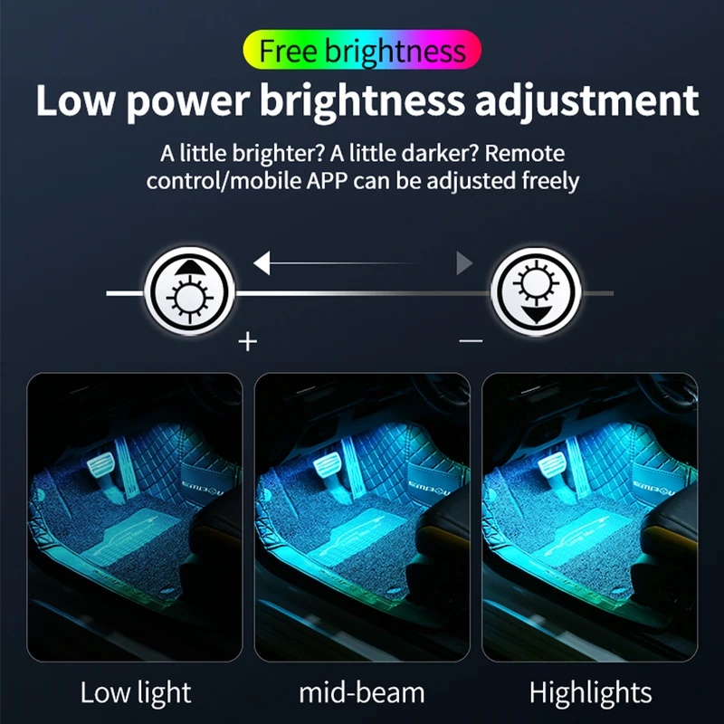 ไฟแถบ LED นีออนสำหรับตกแต่งภาย - Car Ambient Light Kit With Remote บทวิจารณ์และราคา
