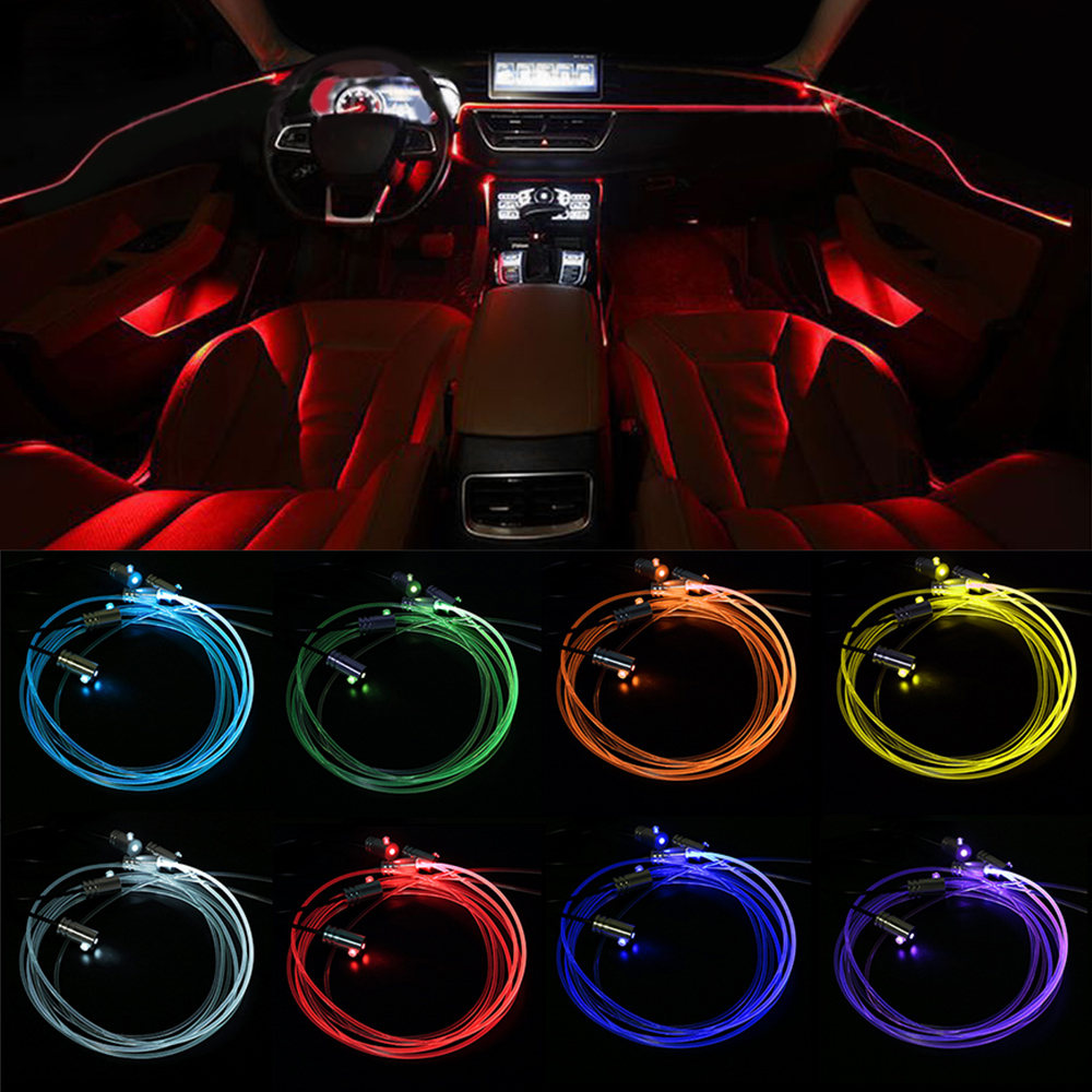 12V 6MแถบLED RGBภายในรถAmbient - Car Ambient Light Fiber Optic 6M บทวิจารณ์และราคา