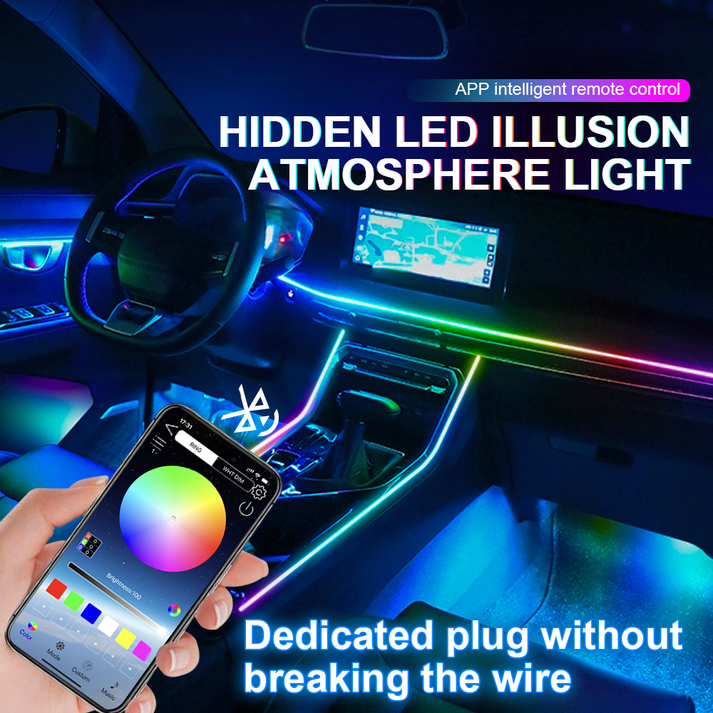 ไฟตกแต่งภายในรถยนต์ 6/10/14/18 - Car Ambient Lighting 64 Color บทวิจารณ์และราคา