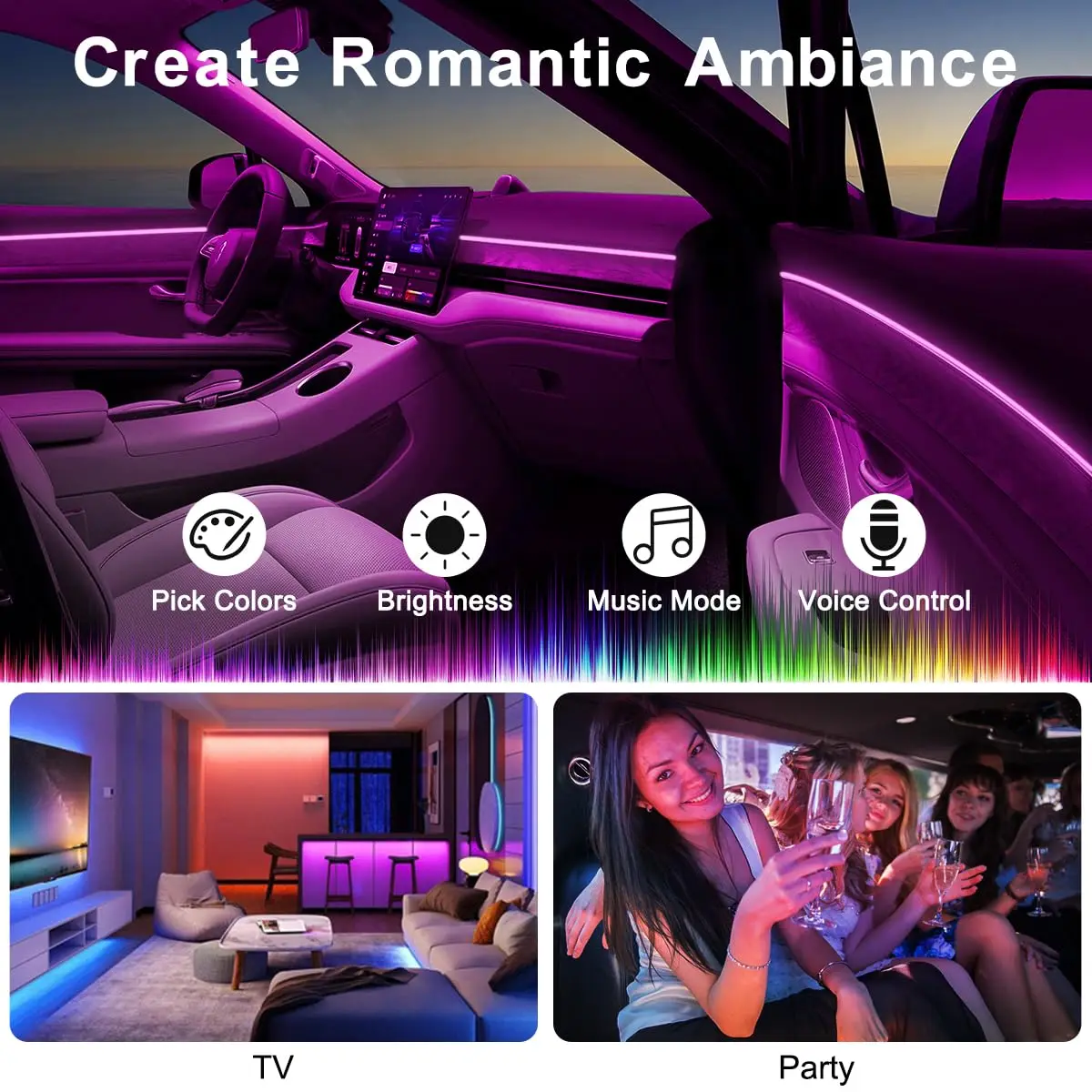 ชุดไฟตกแต่งภายในรถยนต์ RGB LED - Car Ambient Light Kit With Remote บทวิจารณ์และราคา