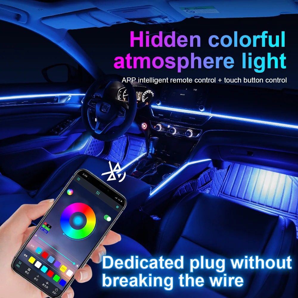 แถบไฟ LED อะคริลิกสร้างบรรยากา - Car Ambient Light Door Panel Acrylic บทวิจารณ์และราคา
