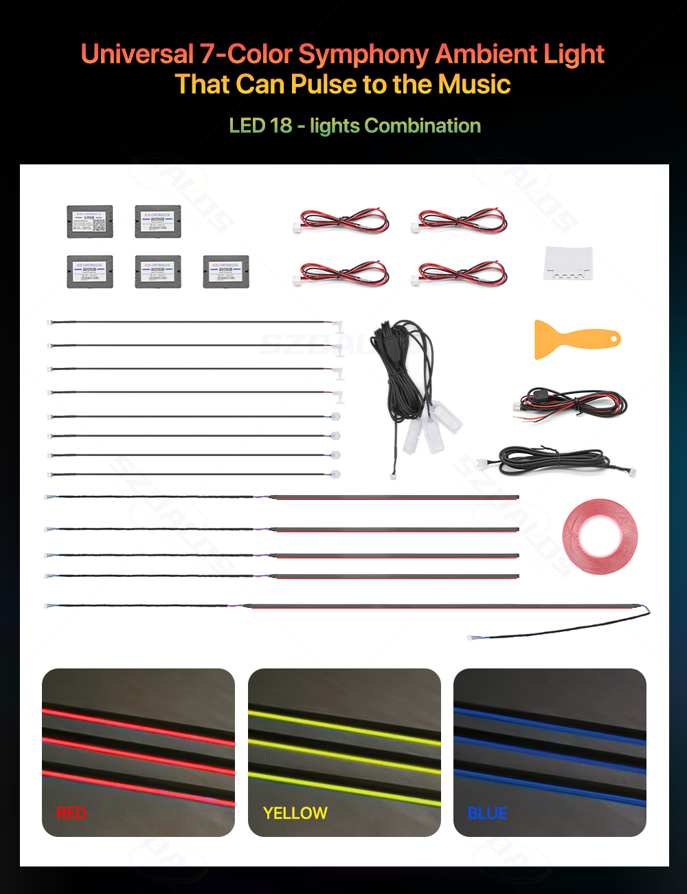 ชุดไฟตกแต่งภายในรถยนต์ขายดี 18 - Car Ambient Lighting 18 In 1 บทวิจารณ์และราคา