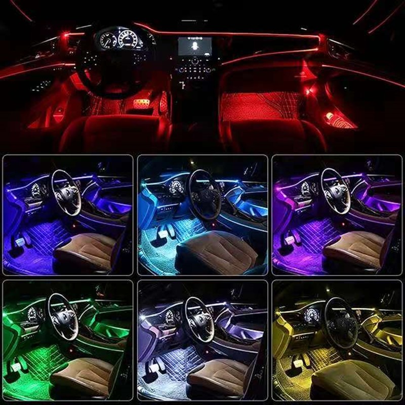รถ RGB Ambient LED Light Strip - Car Ambient Light Fiber Optic 6M บทวิจารณ์และราคา