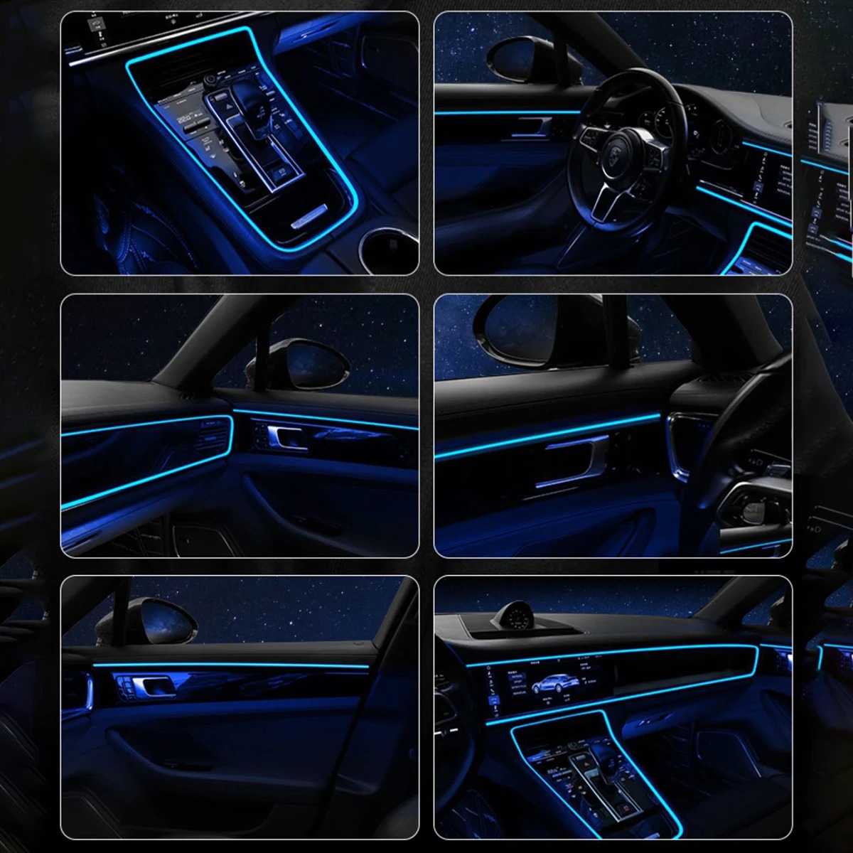 สภาพแวดล้อมรถยนต์ El ลวด LED U - Car Interior Neon Light Usb บทวิจารณ์และราคา