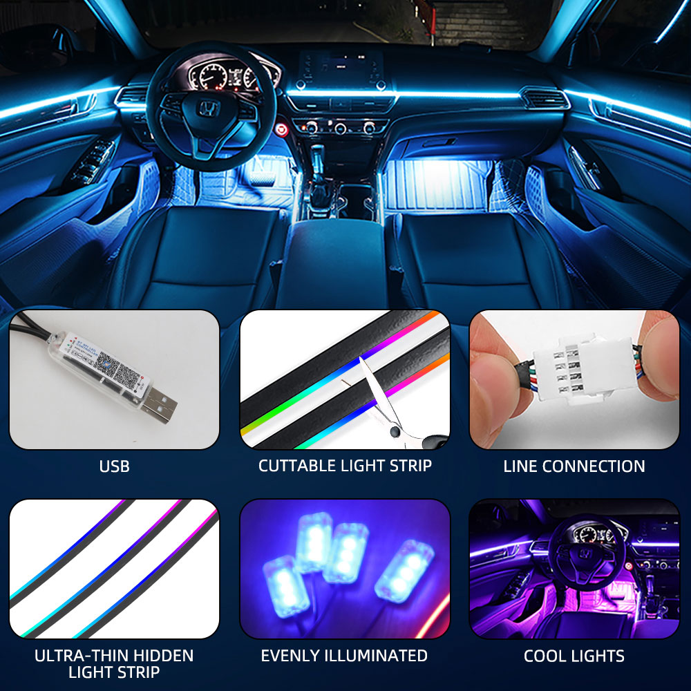 Universal Symphony รถ Ambient  - Car Interior Led Strip App Control บทวิจารณ์และราคา