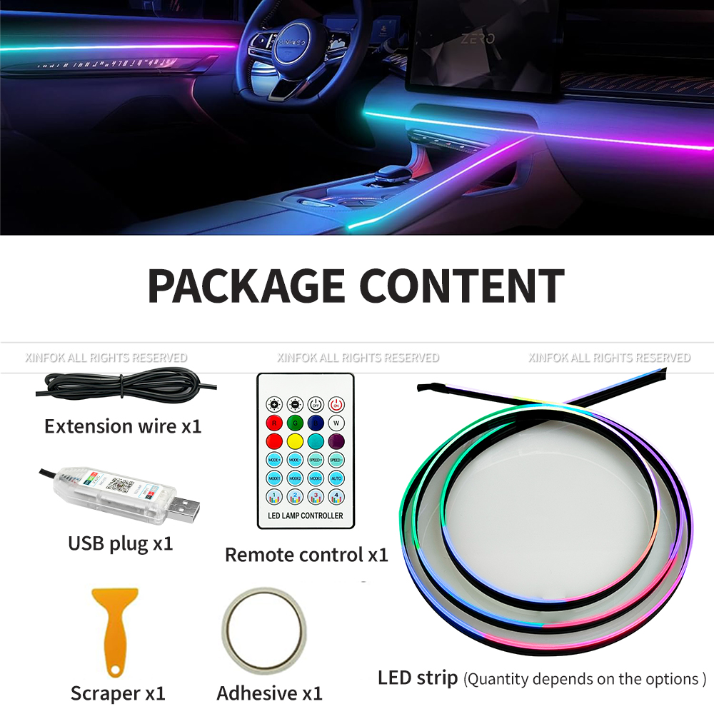 ไฟ LED แถบอะคริลิคในรถยนต์ 140 - Car Interior Led Strip App Control บทวิจารณ์และราคา