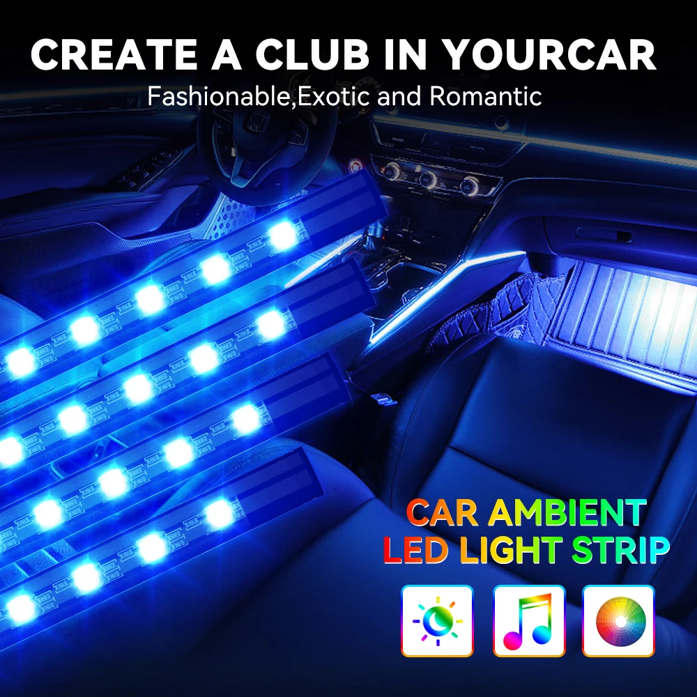 ไฟตกแต่งภายในรถยนต์ 4 in 1 แบบ - Car Interior Neon Light Usb บทวิจารณ์และราคา