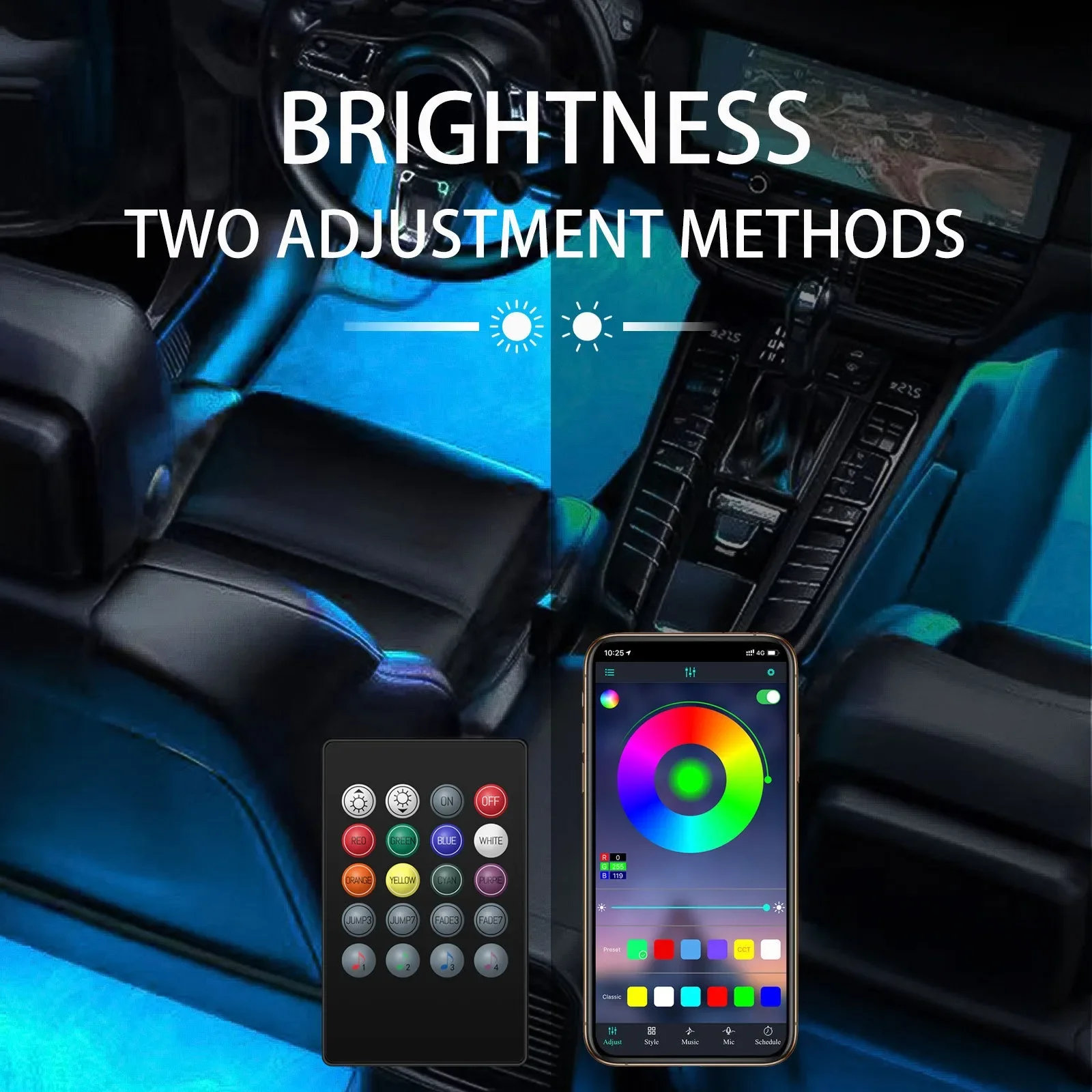 ไฟ LED สำหรับพื้นรถยนต์, ระบบเ - Car Ambient Light Sound Activated บทวิจารณ์และราคา