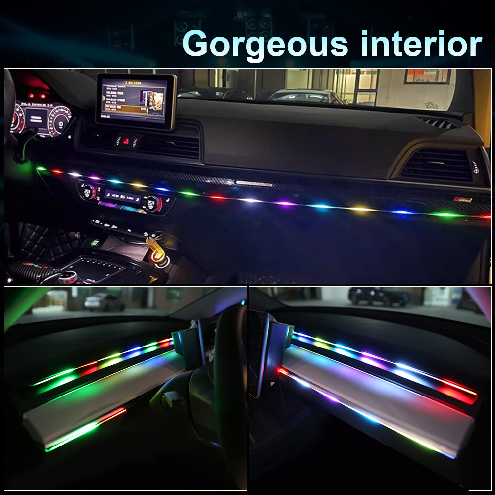 ไฟอะคริลิค LED ติดแผงหน้าปัดรถ - Car Interior Led Strip App Control บทวิจารณ์และราคา