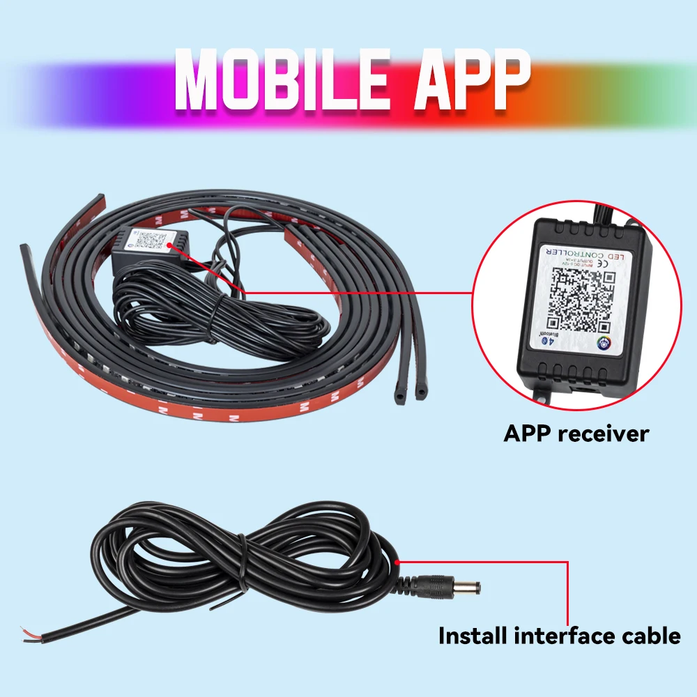 ไฟแถบ LED RGB ใต้ท้องรถ 4 ชิ้น - Car Led Strip 12V Waterproof บทวิจารณ์และราคา
