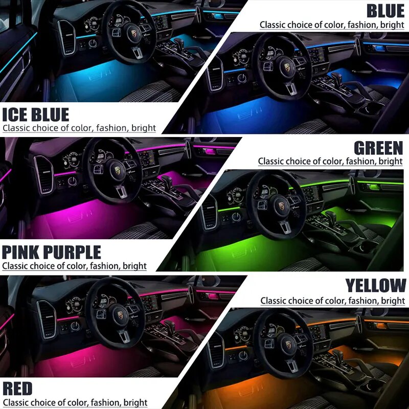 6/18ใน1 RBG 64สีไฟภายในรถอะคริ - Car Ambient Lighting 64 Color บทวิจารณ์และราคา