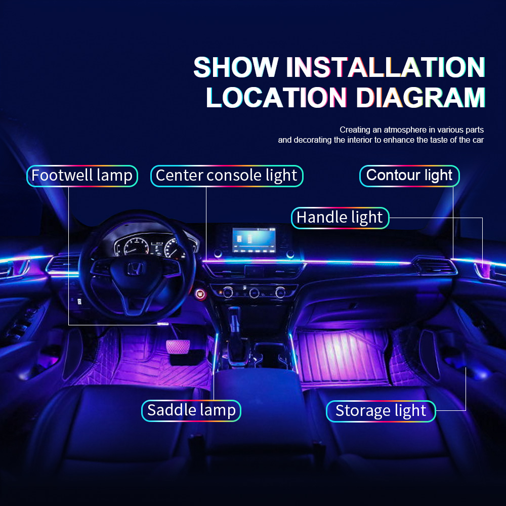 ไฟตกแต่งภายในรถยนต์อะคริลิคแบบ - Car Ambient Lighting 18 In 1 บทวิจารณ์และราคา