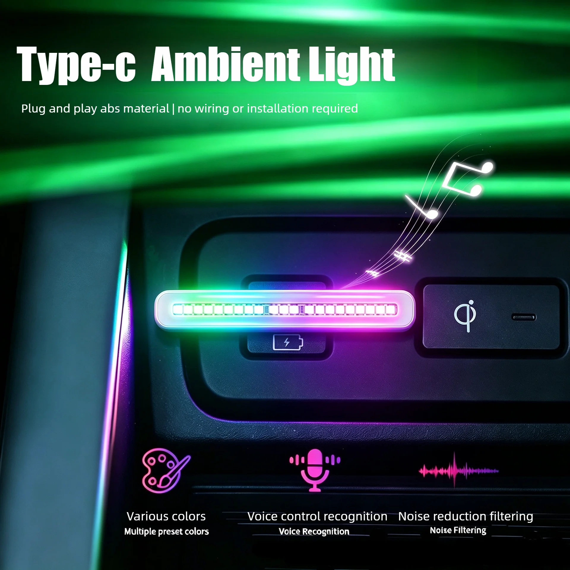 ไฟบรรยากาศในรถยนต์แบบมินิ LED  - Car Ambient Light Sound Activated บทวิจารณ์และราคา