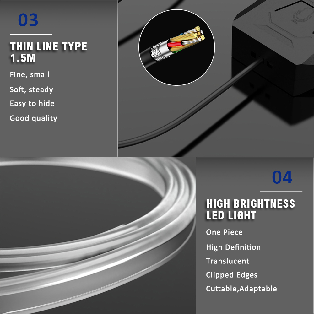 แถบไฟ LED RGB บรรยากาศในรถยนต์ - Car Dashboard Light Fiber Optic บทวิจารณ์และราคา