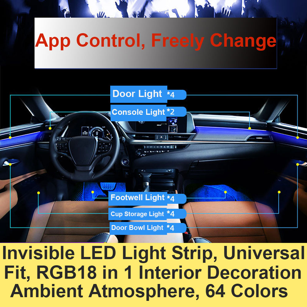 Universal 18 in 1 RGB LED รถ A - Car Ambient Light Door Panel Acrylic บทวิจารณ์และราคา