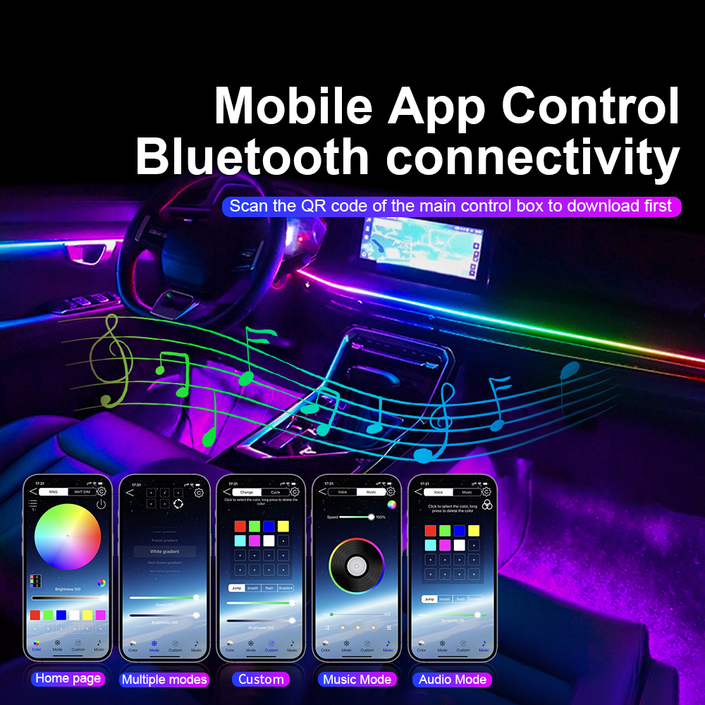 Universal LED รถ Ambient Light - Car Ambient Lighting 64 Color บทวิจารณ์และราคา