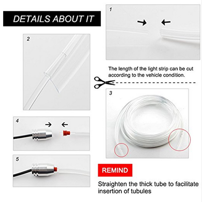 5ใน1 6M RGB ไฟเบอร์ออปติกบรรยา - Car Ambient Light Fiber Optic 6M บทวิจารณ์และราคา