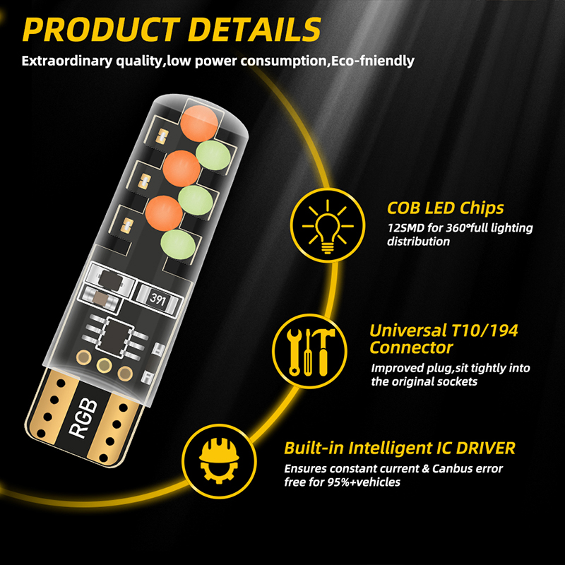 1เซ็ตหลอดไฟ LED RGB W5w T10รีโ - Car Ambient Light Kit With Remote บทวิจารณ์และราคา