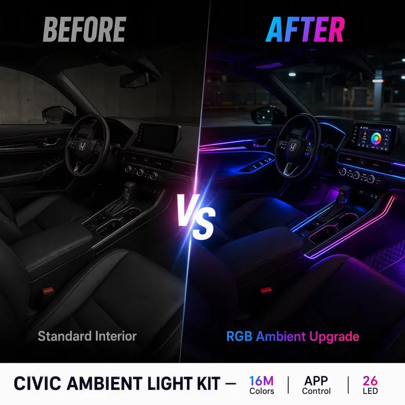ไฟตกแต่งภายในรถยนต์สำหรับฮอนด้ - Car Ambient Light Door Panel Acrylic บทวิจารณ์และราคา